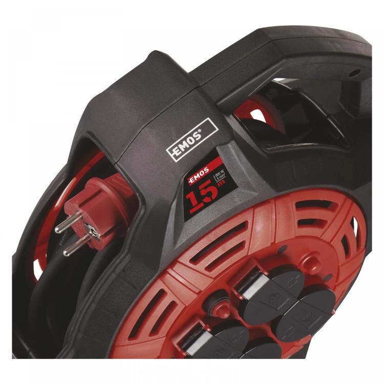 Zunanji kolutni podaljšek Emos 15 m / 4 vtičnice / guma-neopren / 230V / 1,5 mm2