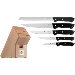 WMF set nožev Classic Line (kruh, kuhar, univerzalni, mali) z lesenim blokom za shranjevanje
