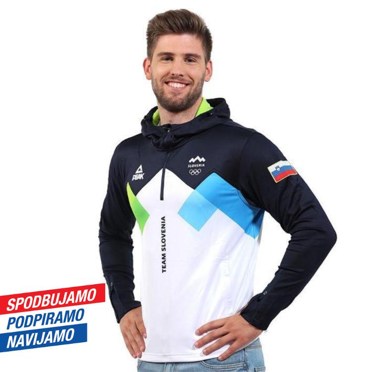 Moški pulover s kapuco Peak SLM-01, modro-bela, velikost L