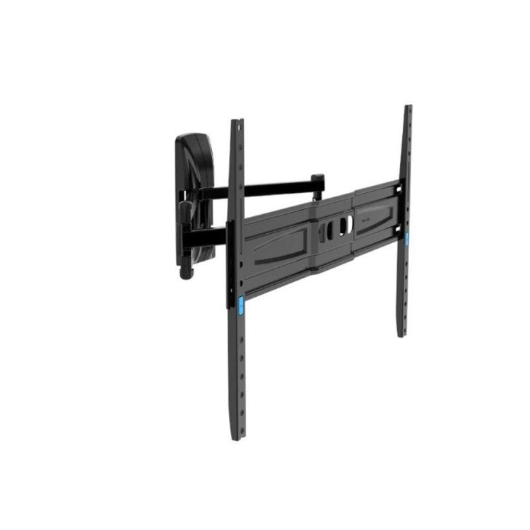 Meliconi stenski nosilec za TV, črn, poševni pogled z iztegnjenim nosilcem