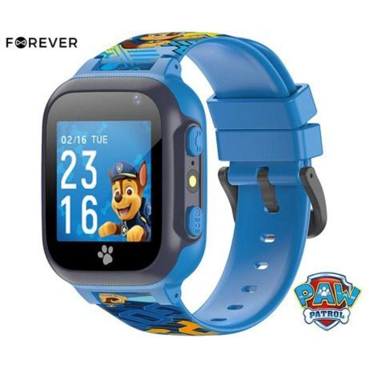 Otroška pametna ura Forever KW-60 Paw Patrol Bron - Chase, 1.44" zaslon, LBS, modra