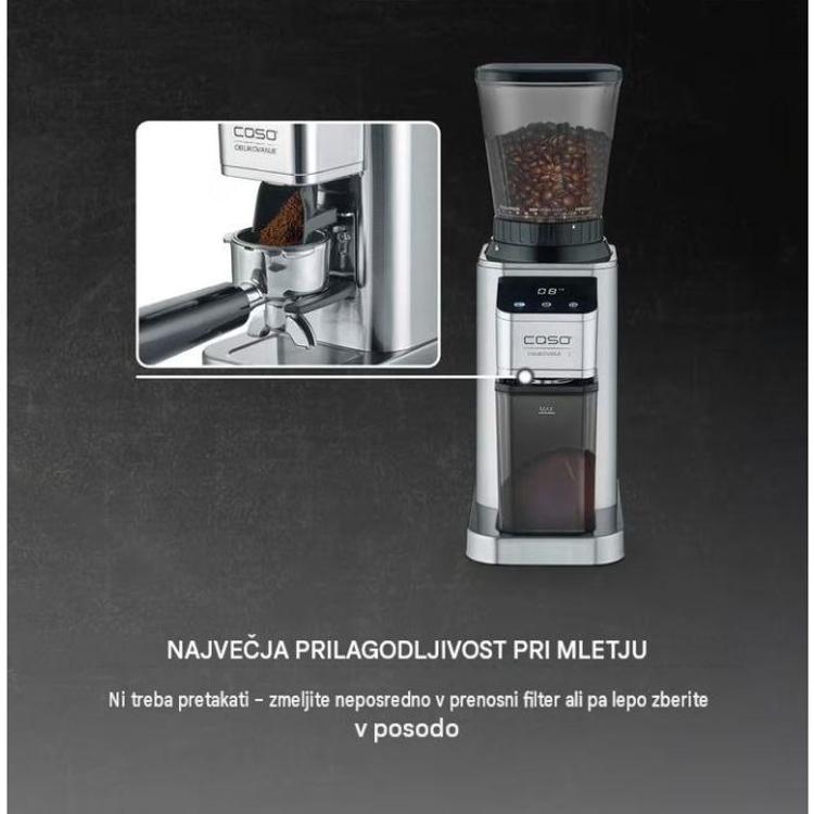 Kavni aparat CASO Coffee Compact electronic 600W z mletjem neposredno v ročko ali posodo za kavo.
