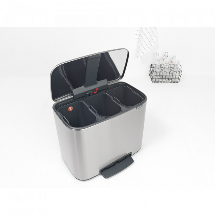 Koš za smeti Brabantia 121128, 3 x 11 L, srebrn, na pedal