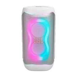 JBL PartyBox 130 spredaj z osvetljenim svetlobnim učinkom okoli zvočniških enot.
