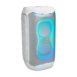 JBL PartyBox 130 spredaj z osvetljenim svetlobnim učinkom okoli zvočniških enot.