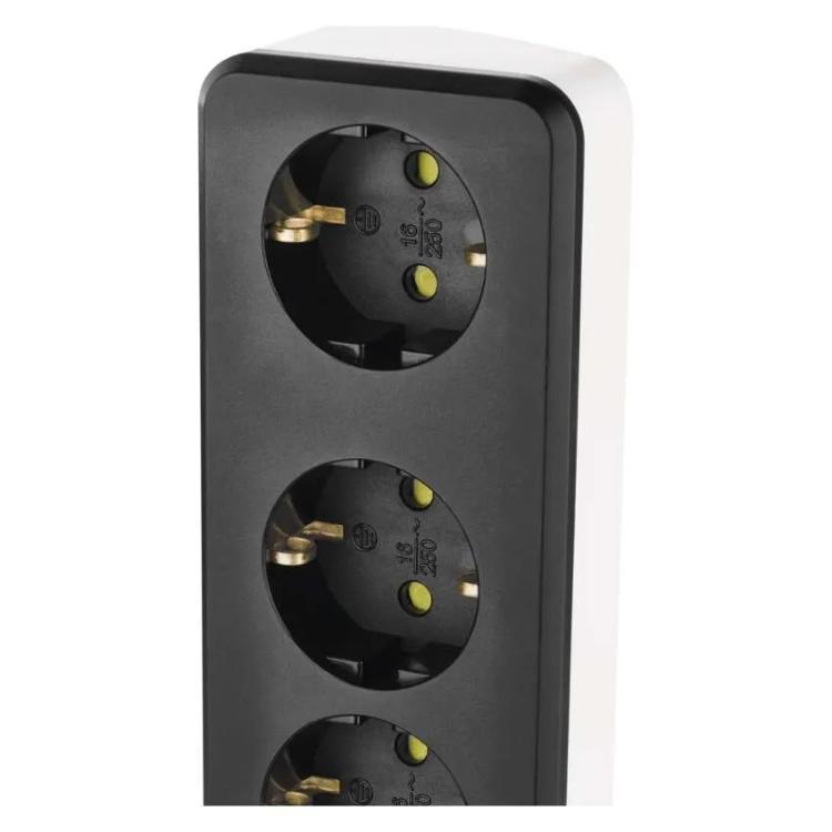 Podaljšek GoSmart 2 m / 4 vtičnice / s stikalom / USB, belo-črni