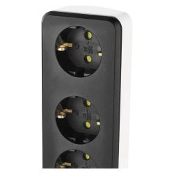 Podaljšek GoSmart 2 m / 4 vtičnice / s stikalom / USB, belo-črni