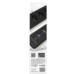Podaljšek GoSmart 2 m / 4 vtičnice / s stikalom / USB, belo-črni