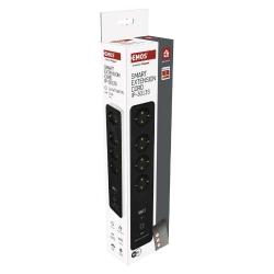 Podaljšek GoSmart 2 m / 4 vtičnice / s stikalom / USB, belo-črni