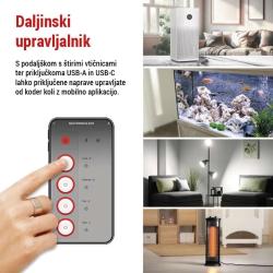 Podaljšek GoSmart 2 m / 4 vtičnice / s stikalom / USB, belo-črni