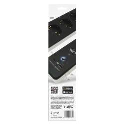 Podaljšek GoSmart 2 m / 4 vtičnice / s stikalom / USB, belo-črni