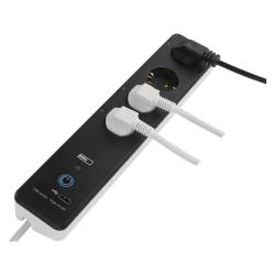 Podaljšek GoSmart 2 m / 4 vtičnice / s stikalom / USB, belo-črni