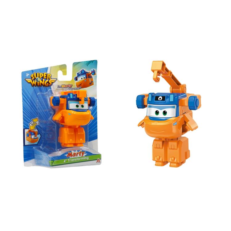 Transformirajoča figura Marty iz Super Wings, ki se iz delovnega vozila z dvigalom spremeni v robota, za otroke 3+.