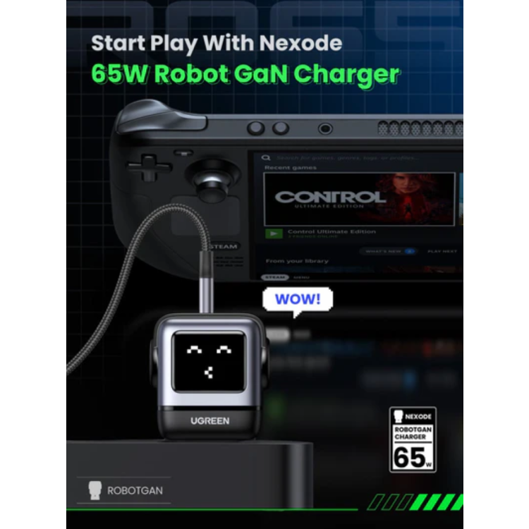 Hišni polnilec Ugreen Nexode RG 65W GaN, siv