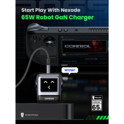 Hišni polnilec Ugreen Nexode RG 65W GaN, siv