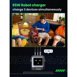 Hišni polnilec Ugreen Nexode RG 65W GaN, siv