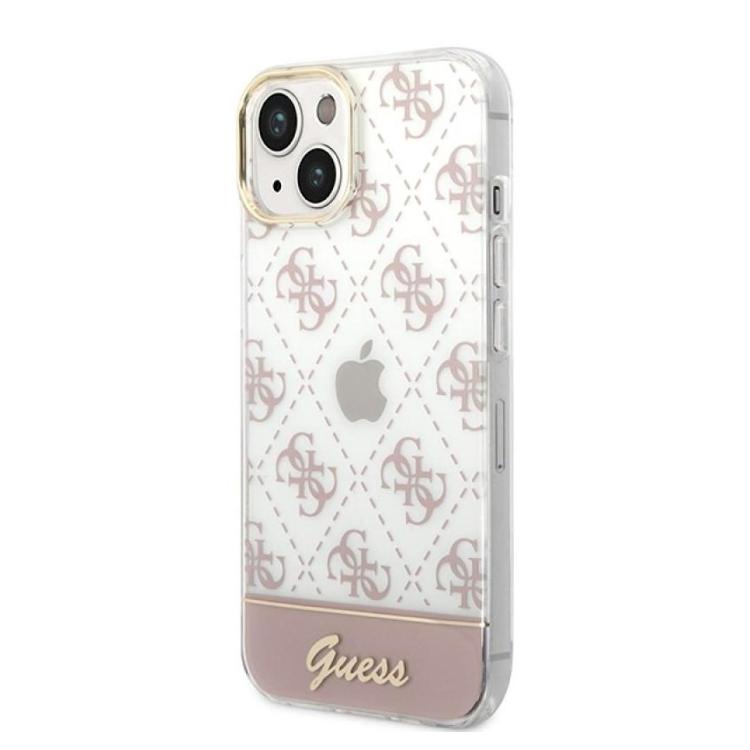 Ovitek za iPhone 14 6.1 GUESS GUHCP14SHG4MHP - prozoren z roza potiskom
