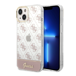 Ovitek za iPhone 14 6.1 GUESS GUHCP14SHG4MHP - prozoren z roza potiskom_1