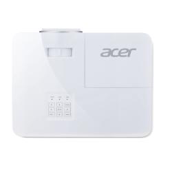 Acer bel projektor s kontrolno ploščo in gumbi zgoraj ter lečo na levi strani, pogled od zgoraj.