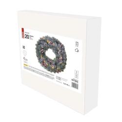 Božični venec zasnežen LED, 38 cm, 2x AA, notranji, topla bela