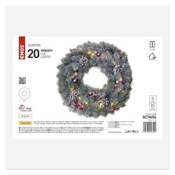 Božični venec zasnežen LED, 38 cm, 2x AA, notranji, topla bela