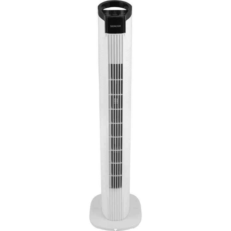 Sencor stolpni ventilator z ozkim ohišjem in stabilnim podstavkom