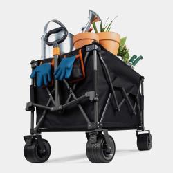 Copilot said: Zložljiv transportni voziček VonHaus Heavy Duty s prostornino 200 litrov, nosilnostjo do 150 kg in robustnim jeklenim ogrodjem omogoča enostaven prevoz vrtnega orodja, kamping opreme, nakupov in drugih težjih bremen.