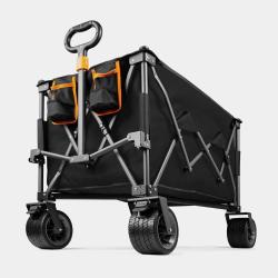 VonHaus Heavy Duty voziček z velikimi 360° vrtljivimi kolesi, teleskopskim ročajem in praktičnimi zunanjimi žepi zagotavlja odlično vodljivost, udobno uporabo in organizirano shranjevanje dodatne opreme.