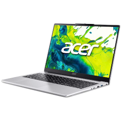 Acer Aspire Lite AL15-44P-R17Z, Windows 11 Home, odprt srebrn prenosnik s tankim robom zaslona in Acer logotipom.
