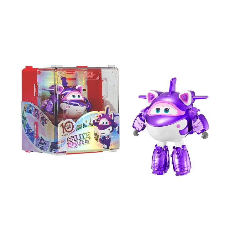 Transformirajoča figura Crystal Sally iz Super Wings, jubilejna izdaja Shining Crystal, ki se iz letala spremeni v robota, za otroke 3+.