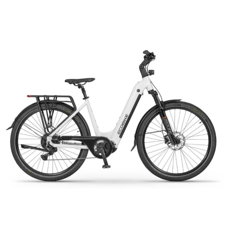Mestno električno kolo Ecobike z zmogljivim sredinsko nameščenim motorjem, integrirano baterijo in udobnim nizkim okvirjem omogoča prijetno ter učinkovito vožnjo po mestu in daljših kolesarskih poteh.