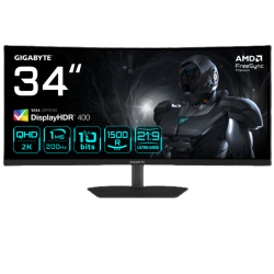 Monitor GIGABYTE 34" QHD ultrawide: 200 Hz, 1 ms, DisplayHDR 400, AMD FreeSync Premium, razmerje 21:9.