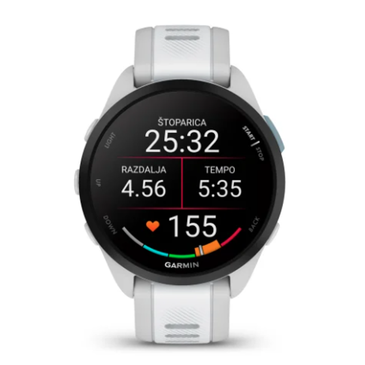 Pametna ura Garmin Forerunner 165 Music, megleno siv/bel