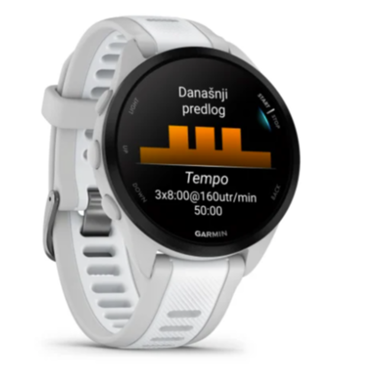 Pametna ura Garmin Forerunner 165 Music, megleno siv/bel