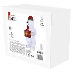 Polarni medved z božičnim darilom LED, napihljiv, 240 cm, zunanji in notranji