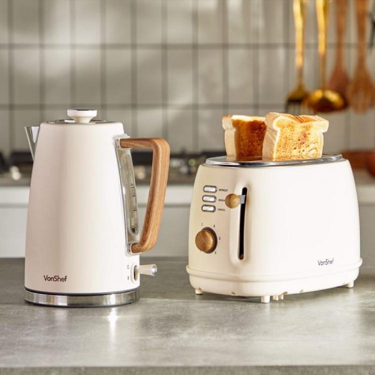 Grelnik vode VonShef Cream & Wood, 1,7 L