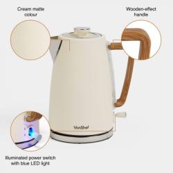 Grelnik vode VonShef Cream & Wood, 1,7 L