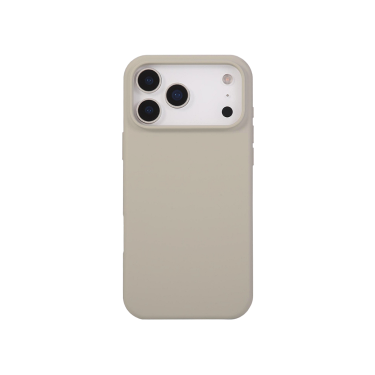 Silikonski bež ovitek za Apple iPhone 17 Pro z mehkim (soft touch) zaključkom in natančno oblikovanim izrezom za kamero