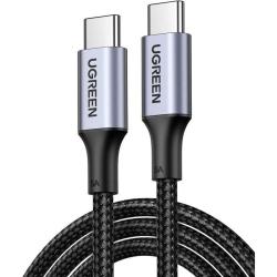 Pleten USB-C na USB-C kabel z ojačanimi priključki za večjo vzdržljivost in zanesljivo uporabo.