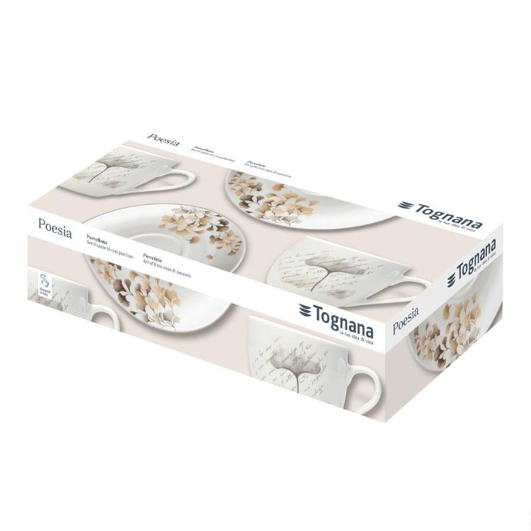 Set skodelic s podstavkom, porcelan, 260 ml, 6 kos