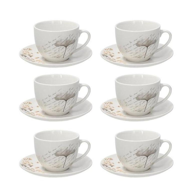Set skodelic s podstavkom, porcelan, 260 ml, 6 kos
