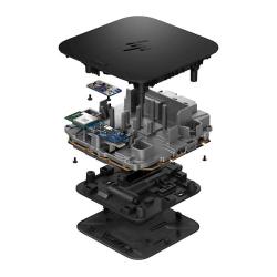 Razstavljen prikaz notranjih komponent HP USB‑C G6 priklopne postaje z ohišjem, vezji in priključki.