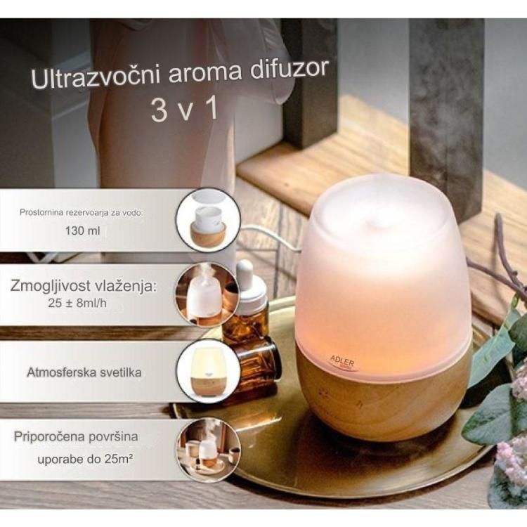 Ultrazvočni aroma difuzor Adler 3v1 7967