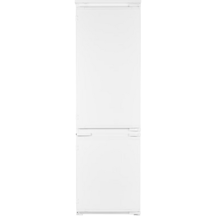 Vgradni hladilnik Beko BCHA275K41SN z zaprtimi vrati v beli izvedbi, zasnovan za nevidno vgradnjo v kuhinjski element z drsnim sistemom pritrditve vrat