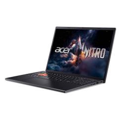 ACER Nitro Lite 16 NL16-71G-50MG, odprt prenosnik s črnim ohišjem, osvetljeno tipkovnico in zaslonom Nitro.