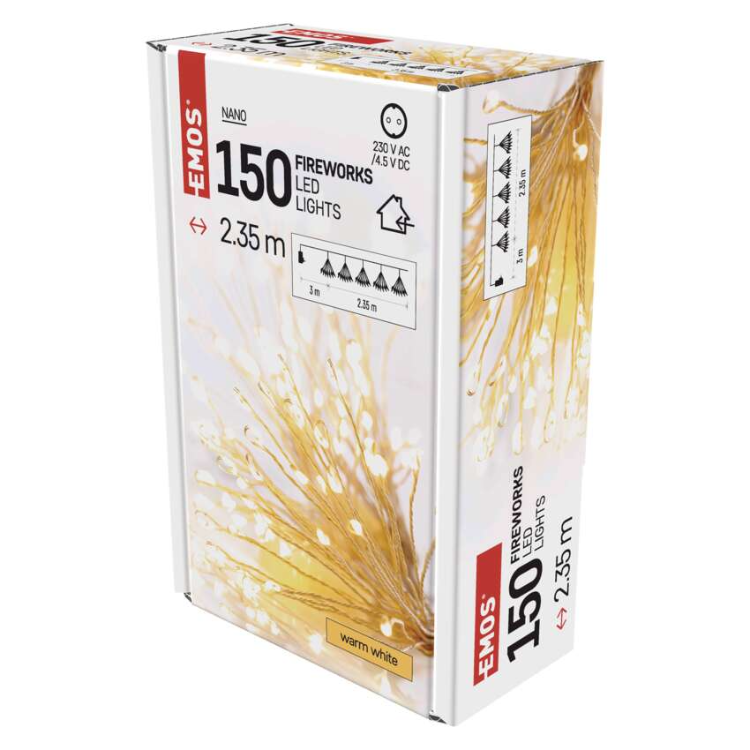 Svetlobna veriga Emos, svetleče cvetlice nano, LED 150, 2,35 m, notranja, topla bela
