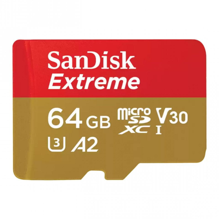 Spominska kartica Sandisk MicroSDXC 64GB Extreme, 170 / 80MB / s, A2, U3, V30, C10, UHS-I