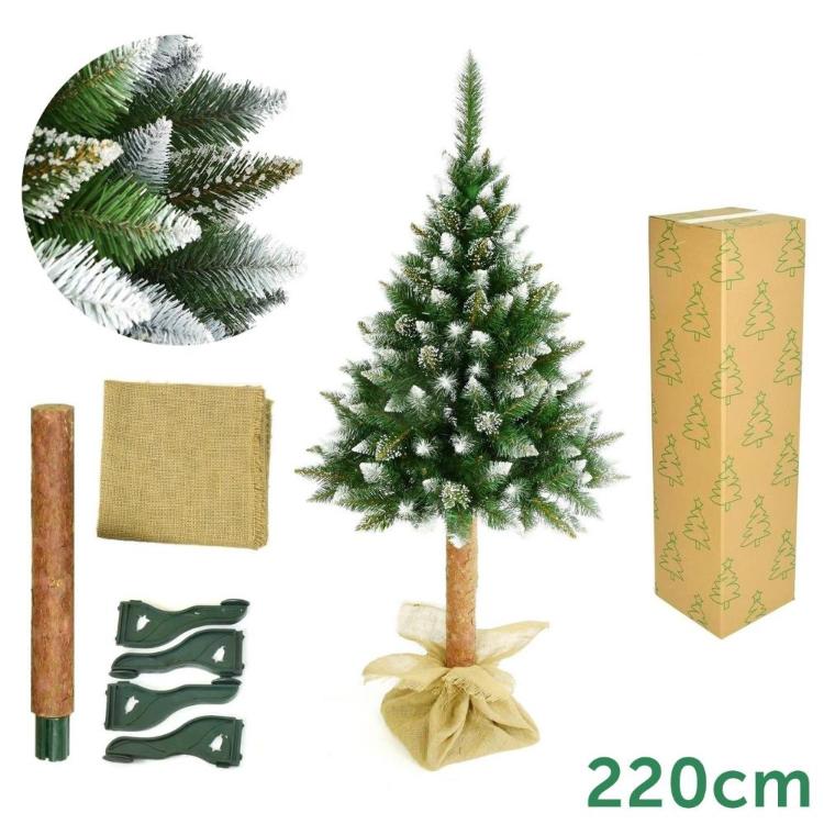 Božično novoletna smrekica-jelka, moderen izgled, višina 220 cm, lesen podstavek_1