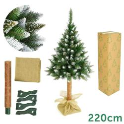 Božično novoletna smrekica-jelka, moderen izgled, višina 220 cm, lesen podstavek_1