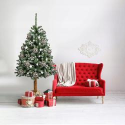 Božično novoletna smrekica-jelka, moderen izgled, višina 220 cm, lesen podstavek_2